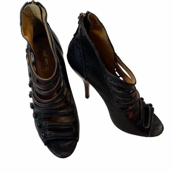 L.A.M.B Genuine Leather Stilettos Strappy caged heel bootie size 8 - Picture 5 of 9